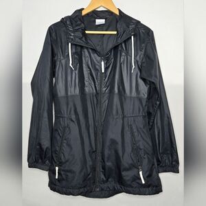 Women's Columbia Switchback Windbreaker  with Hood - Black with White - Small